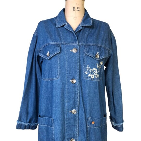 Thursday Island Urban Vintage long soft denim embroidered jacket, blazer - Picture 5 of 16